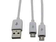 USB male to 2 Micro USB Splitter charge cable white