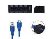 USB 3.0 4 Ports Hub Speed 5Gbps for PC laptop with on off switch black