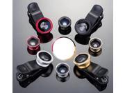 Universal Clip Lens 3 in 1 Kit Fish Eye Lens Wide angle and Macro Lens Silver