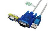 Translucent USB 2.0 to DB9 RS232 Serial COM DB9 F F Convertor Adapter cable