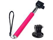 Portable Extendable GoPro Camera Telescope Pole Monopod Handheld Selfie Mount with Adapter Rose Red