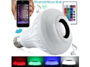 TS D02 12W E27 LED RGB Seven Color Light Wireless Bluetooth Speaker Music Lamp Bulb White