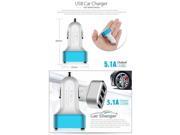 E0147 5.1A 3 USB Ports Universal Quick Charging Car Power Adapter 12 24V White Blue