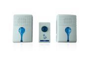 Zhishan 501K3 Wireless 32 Chime Doorbell with Double Receivers White and Blue