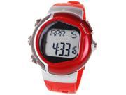 Multifuntional Digital Pulse Heart Rate Calories Counter Timer Watch with Alarm Red Silver 1*CR2025