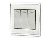SMEONG Stainless Steel Wiredrawing Panel Frame Three Gang Power Control Wall Switch Silver Grey