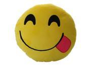 Soft Emoji Smiley Hungry Emoticon Round Cushion Pillow Stuffed Plush Toy Doll Yellow