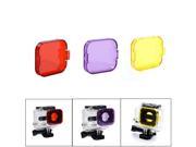 JUSTONE J028 3 3 in 1 Professional Underwater Diving Filter Pack for GoPro Hero 3 Red Purple Yellow