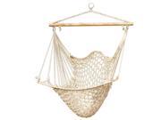 Hammock Cotton Swing Camping Hanging Rope New Chair Wooden Beige White Outdoor