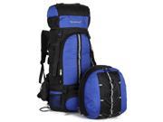New 70L 10L Outdoor Backpack Rucksack Hiking Camping Pack Travel Shoulders Bag Black Blue