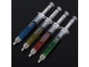 4pcs Creative Stationery Syringe Style Ball Point Pens Red Yellow Blue Green