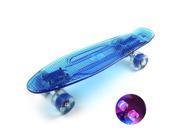 21.65 ABEC 7 Shinny Clear Mini Fish Skateboard Complete with Luminous Wheels Transparent Blue