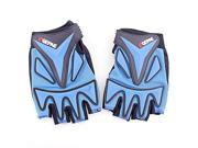 QEPAE F038 Outdoor Sports Bicycle Anti slip Breathable Half finger Gloves Black Blue L Size