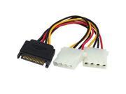 15 Pin to 2 x 4 Pin SATA Power Molex Power Y Cable Length 15.2cm