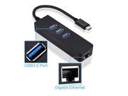 USB 3.1 Type C to Gigabit Ethernet Network with USB 3.0 Hub 3 port Cable LAN Adapter