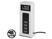 Gas Station Style 4 Ports USB 2.0 HUB with Colorful Charging Light White
