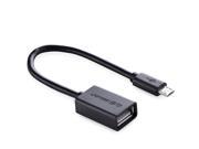 Ugreen 6 Inch Black Micro Male to Female USB 2.0 OTG Cable