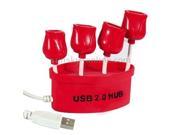 Red Rose Flower 4 Ports USB2.0 HUB Plug and Play Special for Valentines Day Gifts Red