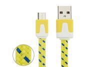 Woven Style Micro USB to USB Data Charging Cable Length 1m Yellow