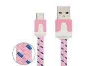 Woven Style Micro USB to USB Data Charging Cable Length 1m Pink
