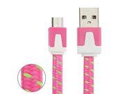 Woven Style Micro USB to USB Data Charging Cable Length 3m Magenta