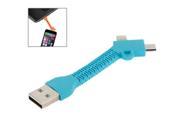 2 in 1 8 Pin Micro USB to USB Data Cable for iPhone 6 5 5S 5C iPod iPad mini Sam Micro Length 7cm Blue