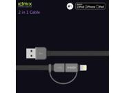 Original IDMIX DL01P C48 MFI 2 In 1 Micro USB Apple Lightning Cable For iPhone 6S iPad 4 Android