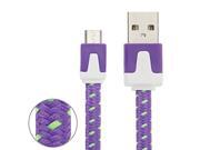 Woven Style Micro USB to USB Data Charging Cable Length 3m Purple