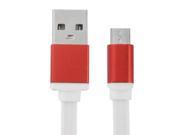 Micro USB 5 Pin to USB Port Noodle Style Lithium Alloy Shell Data Charging Cable Length 1m Red