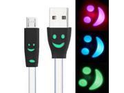7 colors Luminescence Micro 5 Pin USB Charge Data Transfer Cable with Smile Face Suitable for Samsung Galaxy S6 S IV i9500 i9200 i9300 Black