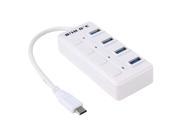 2 in 1 USB 3.1 Type C 4 Ports 10 GBPS HUB for Tablet Mobile Phone Hard Disk White