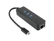 2 in 1 USB Type C 3 Ports HUB with Gigabit Ethernet Adapter for Windows 8 7 ME 2000 XP Linux MAC OSX Black