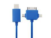 Colorful 3 in 1 Multi function 8 Pin Micro USB 30 Pin to USB Noodle Cable Length 1M Blue