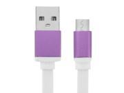 Micro USB 5 Pin to USB Port Noodle Style Lithium Alloy Shell Data Charging Cable Length 1m Purple