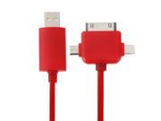 Colorful 3 in 1 Multi function 8 Pin Micro USB 30 Pin to USB Noodle Cable Length 1M Red