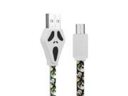 YOUPIN 100cm 2.1A Halloween Skull Flat Style Micro USB Charging Date Cable for Cellphone