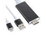 8 Pin to HDMI HDTV Adapter Cable with USB Charger Cable for iPhone 6 6s iPhone 6 Plus 6s Plus iPhone 5 5S iPad mini iPad Air Black
