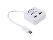 2 in 1 USB 3.1 Type C COMBO 2 Ports HUB Micro SD TF Card Reader White