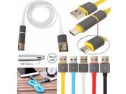 2 In1 USB 2.0 to USB 3.1 Type C Micro USB Charger Data Flat Noodle Cable Cord