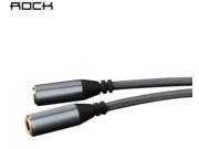 Rock 3.5mm 30cm Right Angel Dual Plug Y Splitter Earphone Share Audio Cable