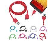 1M Braided Fabric USB Data Sync Charger Cable For Samsung Note 3 S5