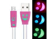 7 colors Luminescence Micro 5 Pin USB Charge Data Transfer Cable with Smile Face Suitable for Samsung Galaxy S6 S IV i9500 i9200 i9300 Magenta