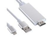 8 Pin to HDMI HDTV Adapter Cable with USB Charger Cable for iPhone 6 6s iPhone 6 Plus 6s Plus iPhone 5 5S iPad mini iPad Air Silver