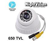 1 3 SONY 650TVL 3.6mm Lens IR Waterproof Color Dome CCD Video Camera IR Distance 30m Size 93 L x 93 W x 65 H mm
