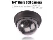1 4? HD SHARP CCD 420TVL Dome 22IR LED Indoor Security Camera Black