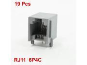 19 Pcs RJ11 6P4C PCB Jack Horizontal Connector 0.6 Length for WAN Ethernet