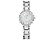 KIMIO Womens Luxury Business Quartz Watch Rhinestone Inlay Fashion Watch KW6016 White