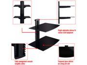 2 Tier 2 Dual Glass Shelf Wall Mount Bracket Under TV 