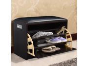 Wood Shoe Storage Bench Ottoman Cabinet Closet Shelf 