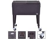 Outdoor Rattan 80QT Party Portable Rolling Cooler Cart Ice 